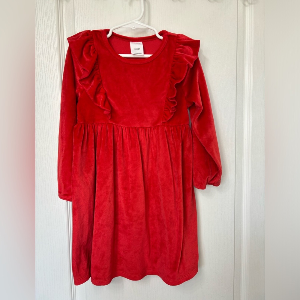 Okie Dokie Red Velvet Ruffle Dress Size 5t